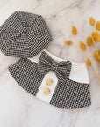 Pet Bib | Black Plaid with Beret