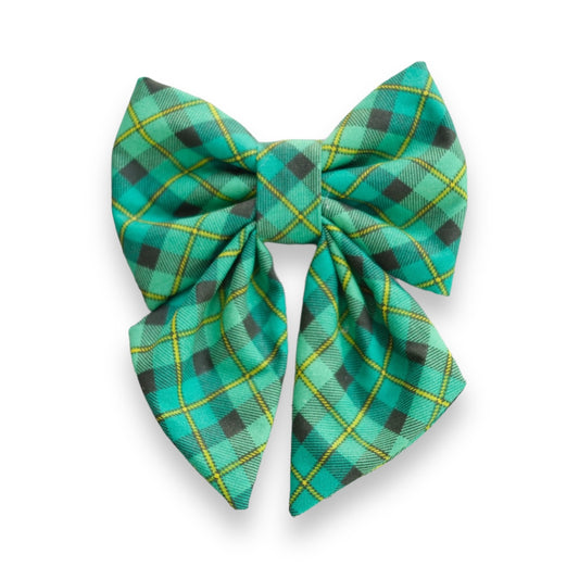 Green Plaid Sailor Bow