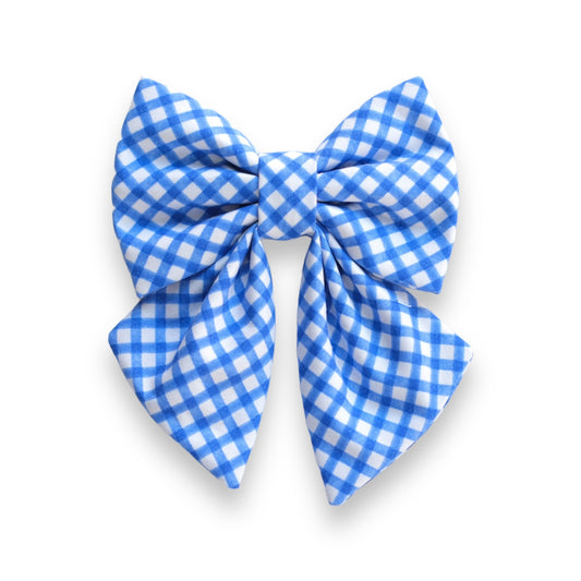 Blue Plaid Sailor Bow